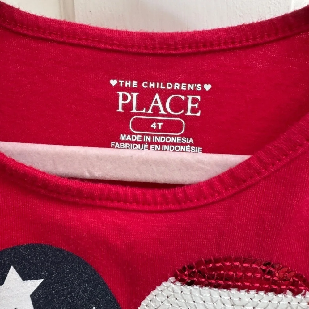The Children's Place 4T Girls Patriotic Heart Sequin 4th of July Patriotic Dress